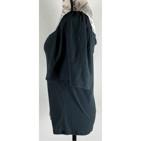 Nation Ltd Jayden Flutter Sleeve Pima Cotton Black Blouse, size Large - Picture 4 of 10